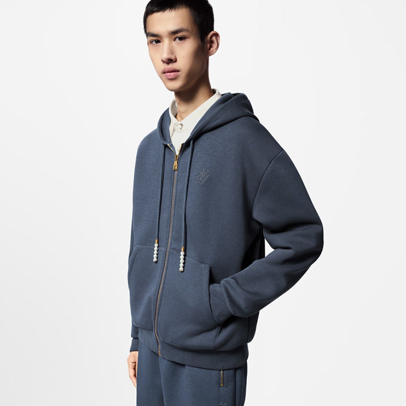 LV エンブロイダードジャージージップスルーフーディ